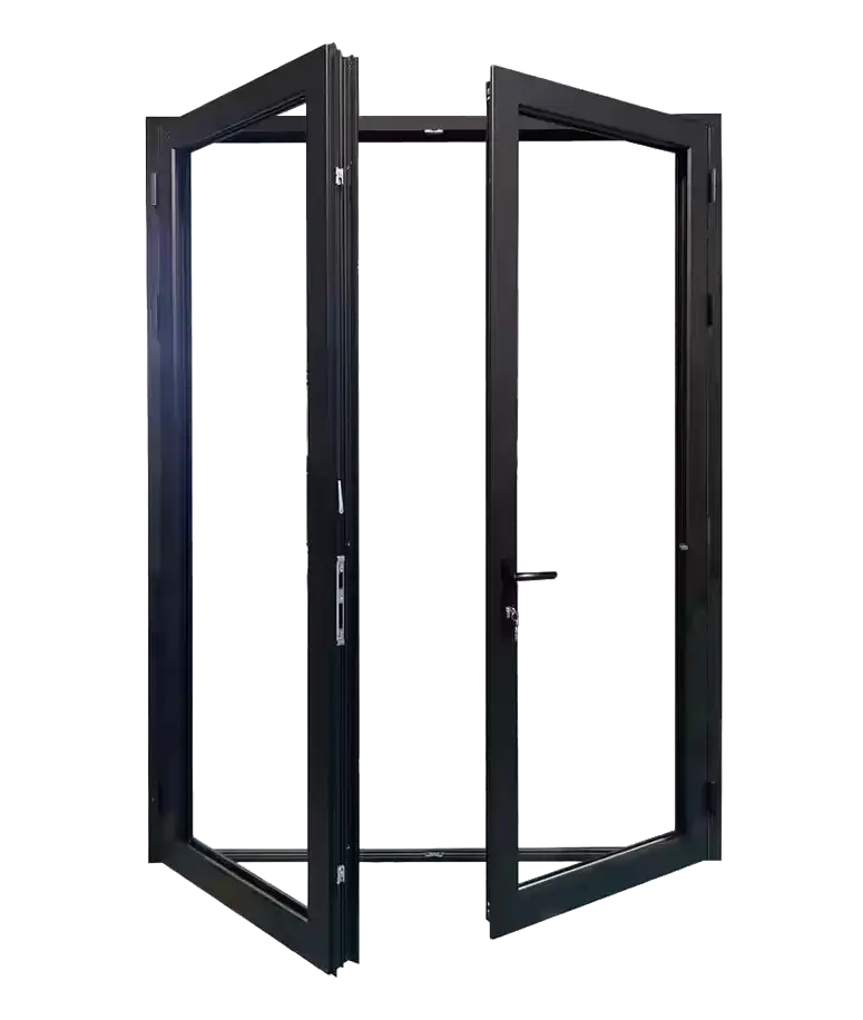 Premium aluminum French door render — black double door