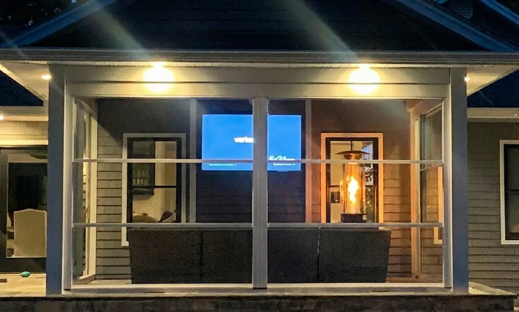 Same backyard with finished sunroom