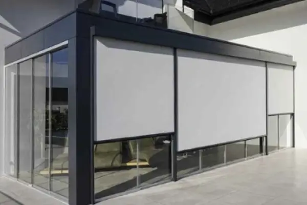 Motorized zip shades for sunroom